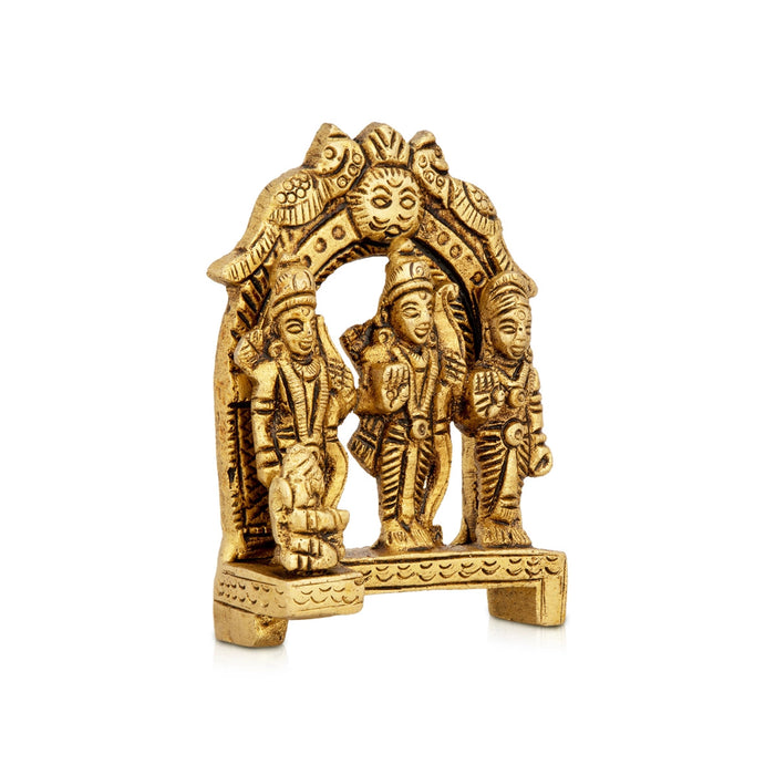 Ram Darbar Murti With Arch - 3 X 2.25 Inches | Ram Darbar Idol/ Antique Brass Idol For Pooja Room