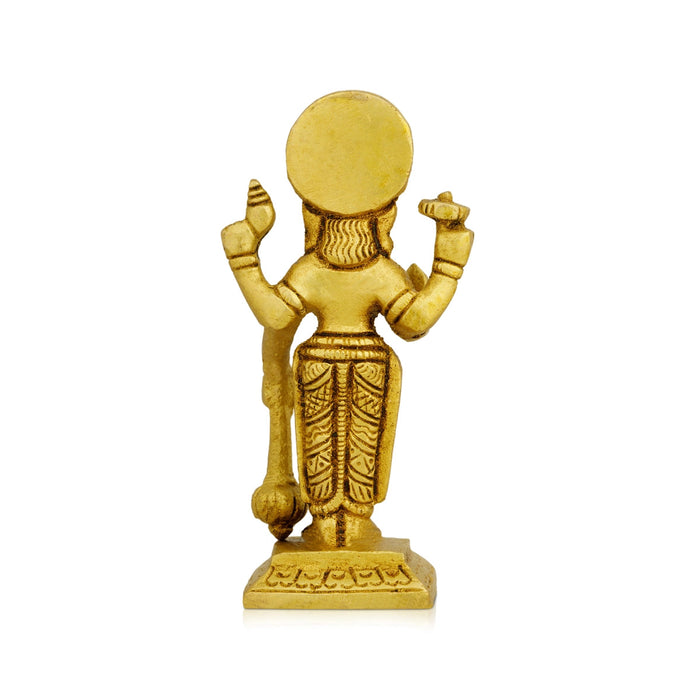 Vishnu Murti Standing On Base - 4.25 X 2 Inches | Vishnu Idol/ Antique Brass Idol For Worship