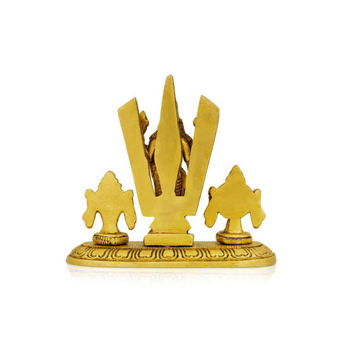Balaji Shankh Chakra With Namam - 3.5 X 4 Inches | Vishnu Murti With Base/ Antique Brass Idol For Worship