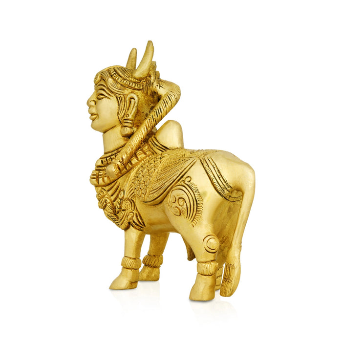 Kamadhenu Idol - 5 X 4.5 Inches | Kamdhenu Cow Statue/ Antique Brass Idol For Vastu And Pooja Room