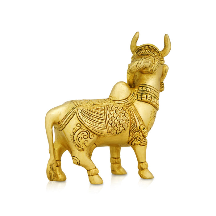 Kamadhenu Idol - 5 X 4.5 Inches | Kamdhenu Cow Statue/ Antique Brass Idol For Vastu And Pooja Room