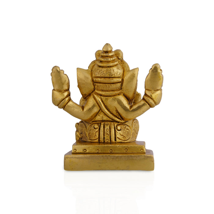 Ganesha Sitting On Square Base Murti - 2.75 x 2.5 Inches | Brass Idol/ Vinayagar Statue For Pooja