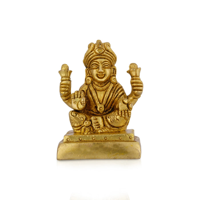 Lakshmi Sitting On Square Base Murti - 2.5 x 1.75 Inches | Brass Statue / Laxmi Devi Idol For Home
