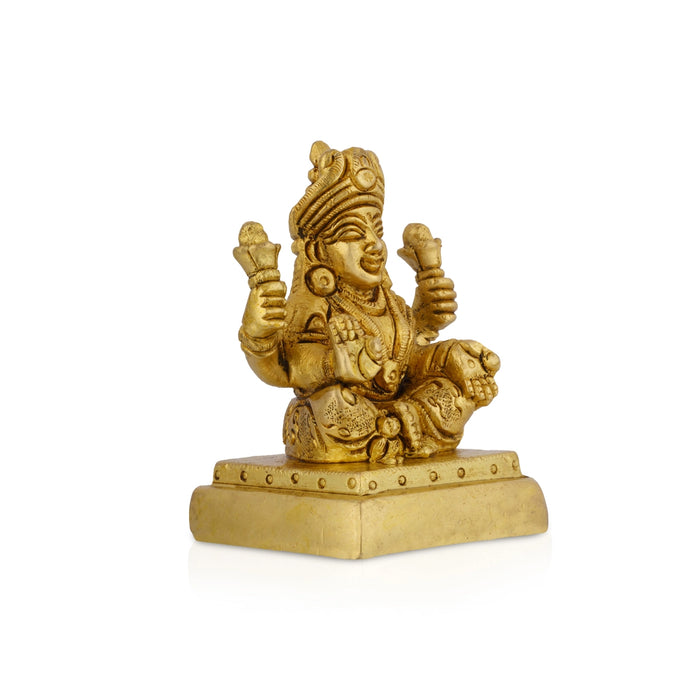 Lakshmi Sitting On Square Base Murti - 2.5 x 1.75 Inches | Brass Statue / Laxmi Devi Idol For Home