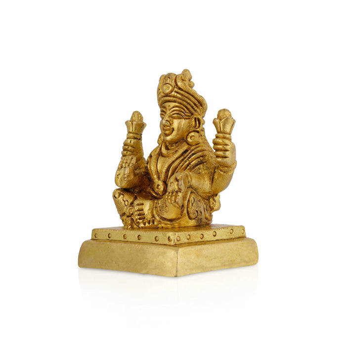 Lakshmi Sitting On Square Base Murti - 2.5 x 1.75 Inches | Brass Statue / Laxmi Devi Idol For Home