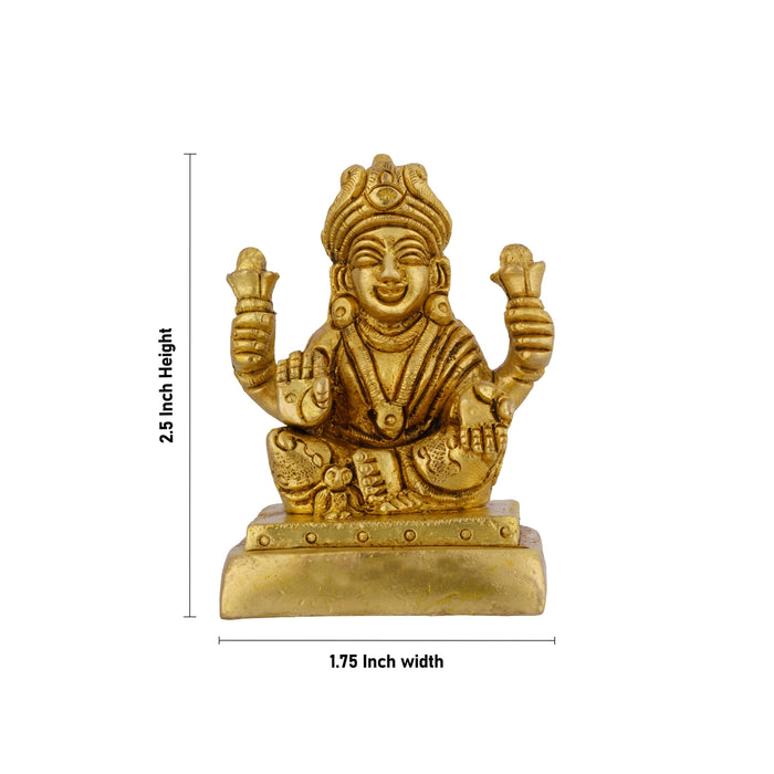 Lakshmi Sitting On Square Base Murti - 2.5 x 1.75 Inches | Brass Statue / Laxmi Devi Idol For Home