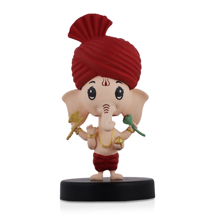 Bobble Head Ganesha Statue - 4.5 x 2.5 Inches | Ganpati Statue/ Bobble Head Statue for Car Decor/ 130 Gms Approx