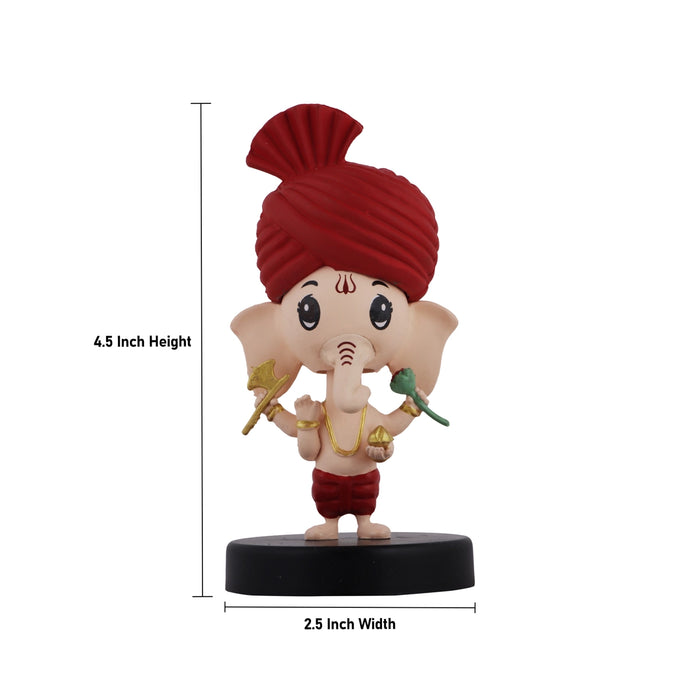 Bobble Head Ganesha Statue - 4.5 x 2.5 Inches | Ganpati Statue/ Bobble Head Statue for Car Decor/ 130 Gms Approx