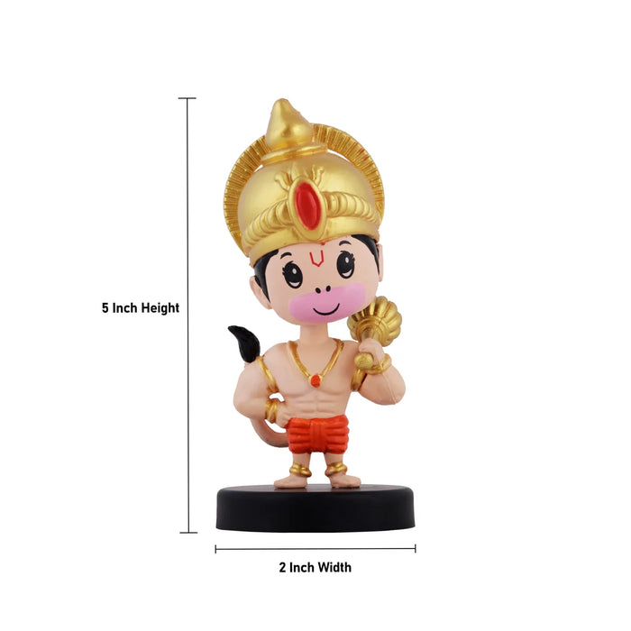 Bobble Head Hanuman Statue - 5 x 2 Inches | Anjaneya Statue for Car Dashboard Decor