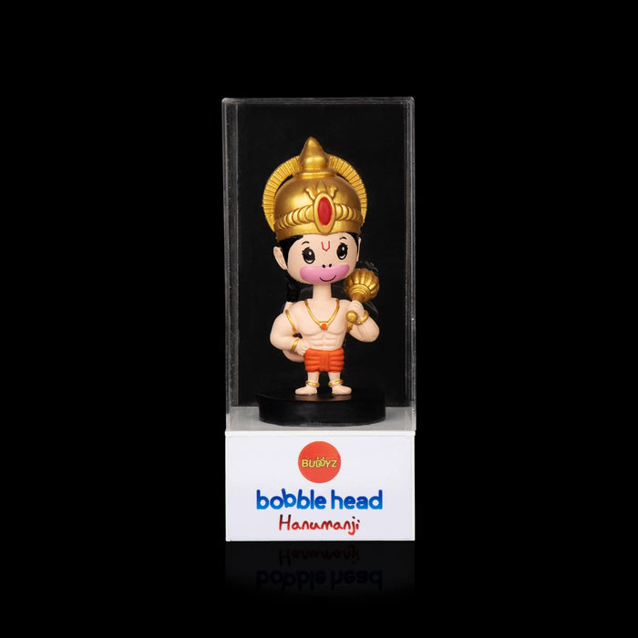 Bobble Head Hanuman With Acrylic Box - 8 x 3.5 Inches | Anjaneyar Wobble Head Murti for Car Dashboard