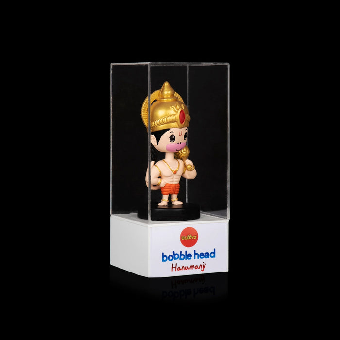 Bobble Head Hanuman With Acrylic Box - 8 x 3.5 Inches | Anjaneyar Wobble Head Murti for Car Dashboard