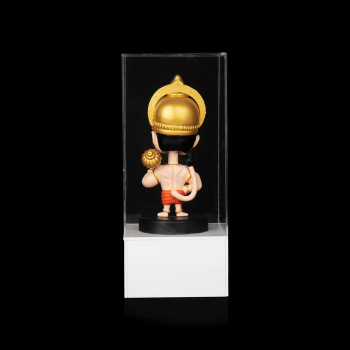 Bobble Head Hanuman With Acrylic Box - 8 x 3.5 Inches | Anjaneyar Wobble Head Murti for Car Dashboard
