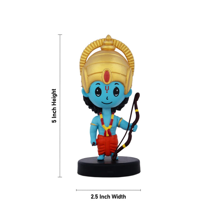 Shree Ram Bobblehead Idol - 5 x 2.5 Inches | Bobblehead Ram Statue for Car Dashboard Decor