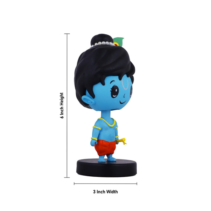 Bobble Head Krishna Murti - 6 X 3 Inches | Bobble Head Figurine/ Krishna Idol/ Bubble Head Statue For Gifting
