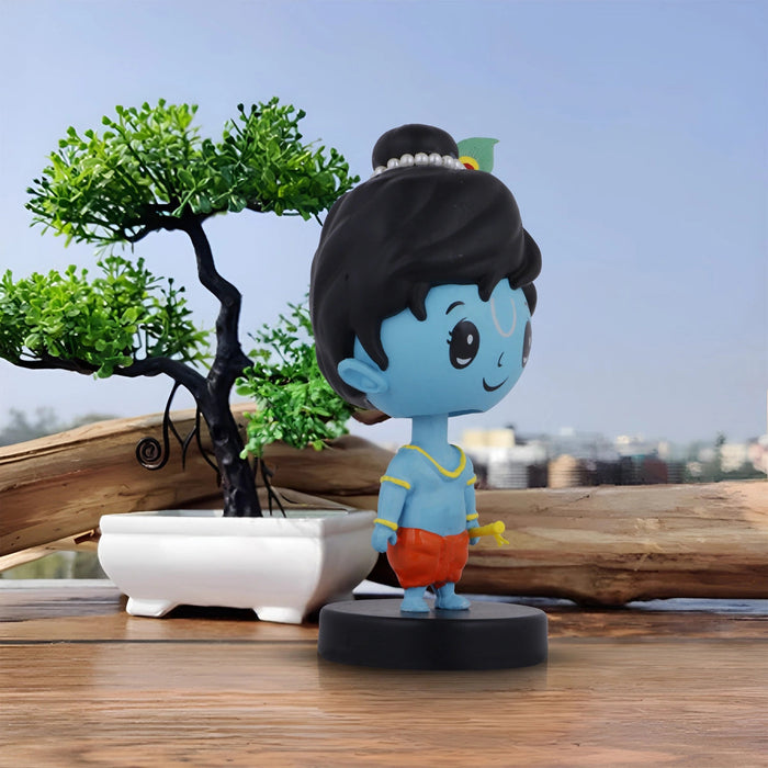 Bobble Head Krishna Murti - 6 X 3 Inches | Bobble Head Figurine/ Krishna Idol/ Bubble Head Statue For Gifting