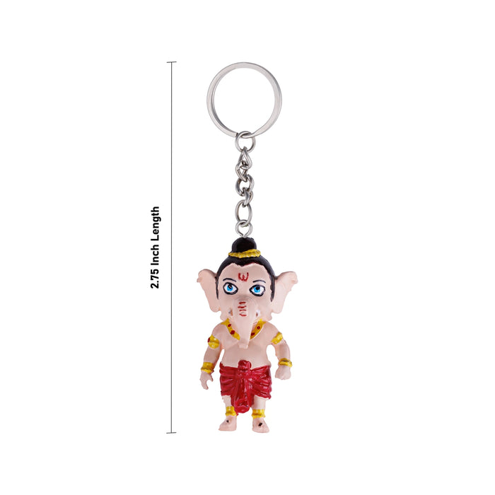 Standing Ganesha Keychain - 2.75 Inches | Ganpati Key Ring / Vinayagar Bag Charm