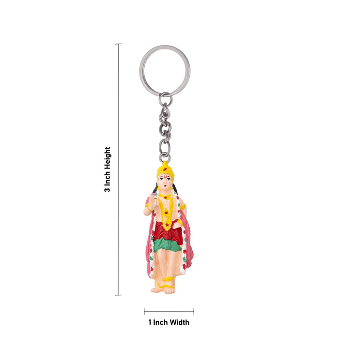 Murugan Murti Design Key Chain - 3 x 1 Inches | Key Ring/ Key Holder For Gifting & Bike