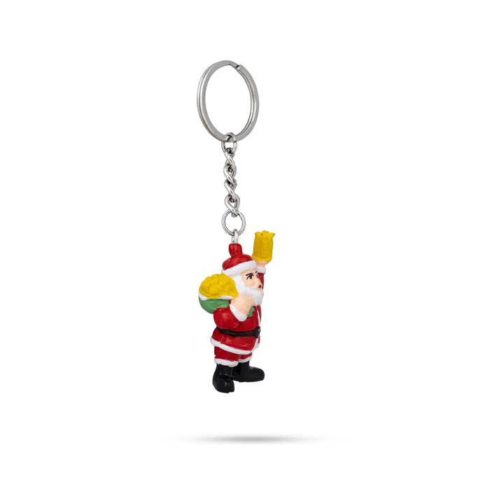 Santa Claus Design Key Chain - 2 x 1 Inches | Key Ring/ Key Holder For Gifting And Bike