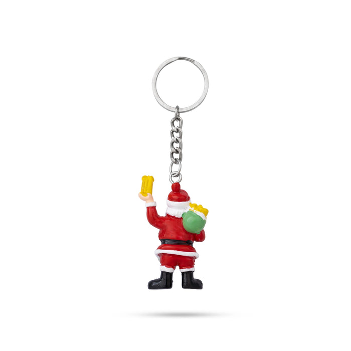 Santa Claus Design Key Chain - 2 x 1 Inches | Key Ring/ Key Holder For Gifting And Bike