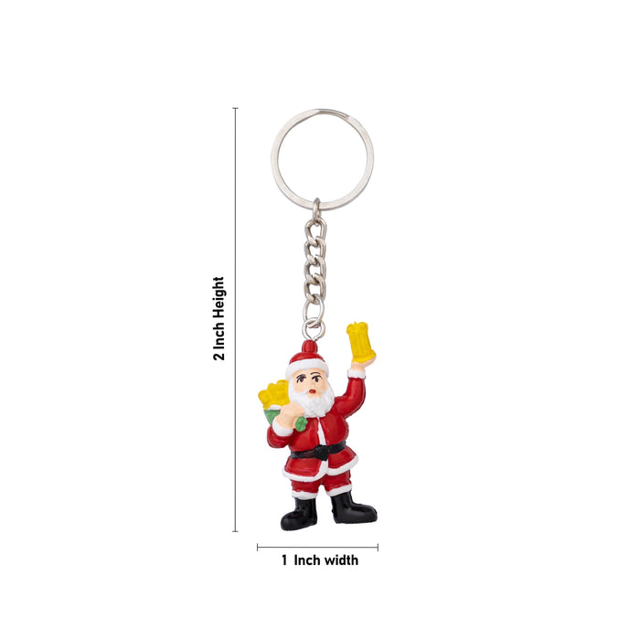 Santa Claus Design Key Chain - 2 x 1 Inches | Key Ring/ Key Holder For Gifting And Bike