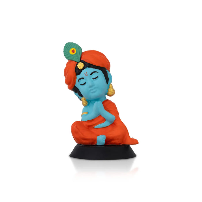 Meditating Krishna Murti - 3.5 X 2 Inches | Car Dashboard Decor/ Blue Colour Krishna Idol For Home Decoration