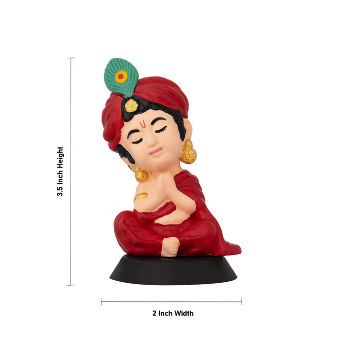 Bhakti Krishna Murti - 3.5 X 2 Inches | Car Dashboard Decor/ Skin Colour Krishna Statue For Home Decoration