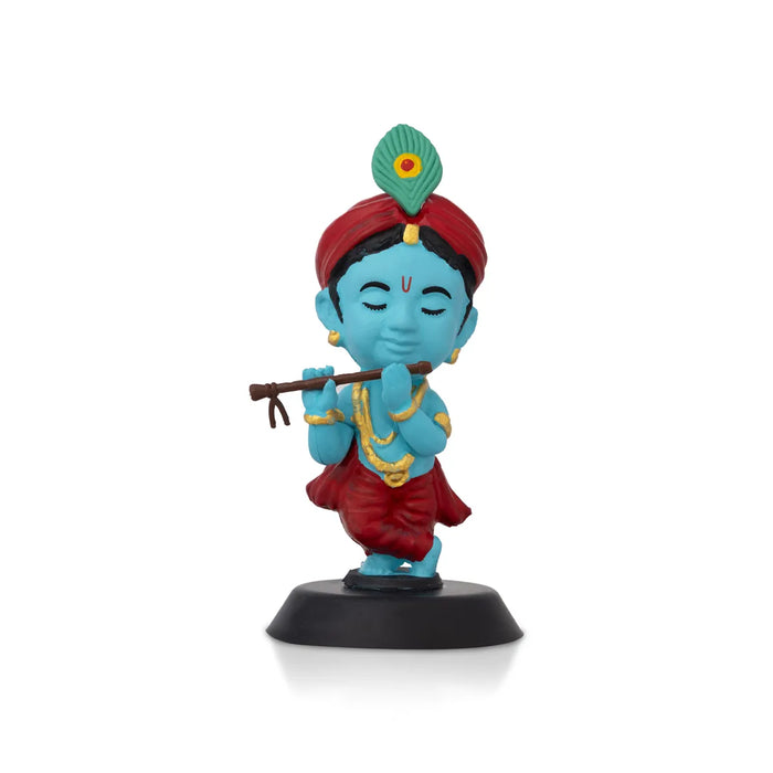 Bhakti Krishna Idol - 4 X 2 Inches | Car Dashboard Decor/ Blue Colour Krishna Murti For Home Decoration