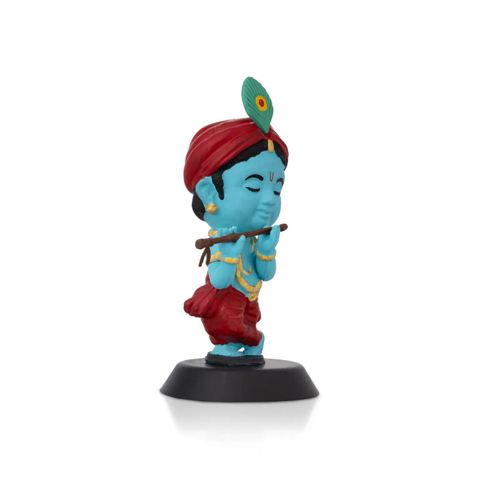 Bhakti Krishna Idol - 4 X 2 Inches | Car Dashboard Decor/ Blue Colour Krishna Murti For Home Decoration