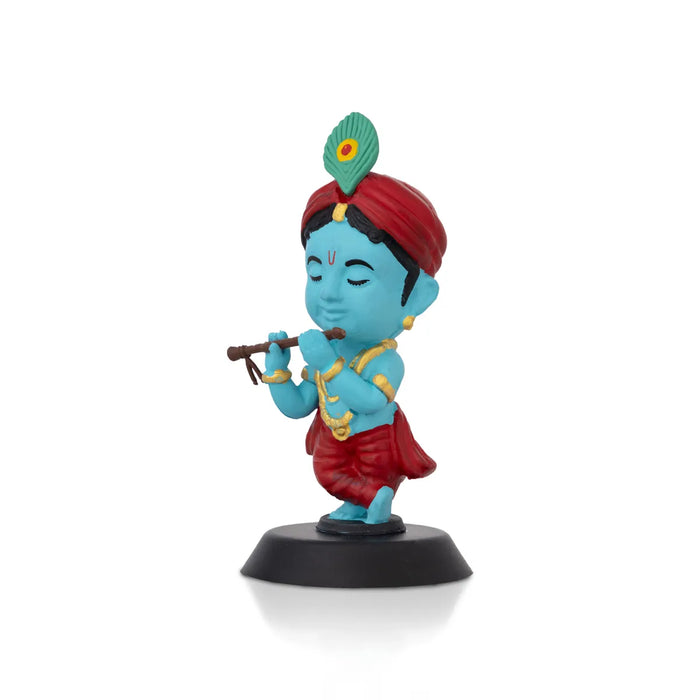 Bhakti Krishna Idol - 4 X 2 Inches | Car Dashboard Decor/ Blue Colour Krishna Murti For Home Decoration