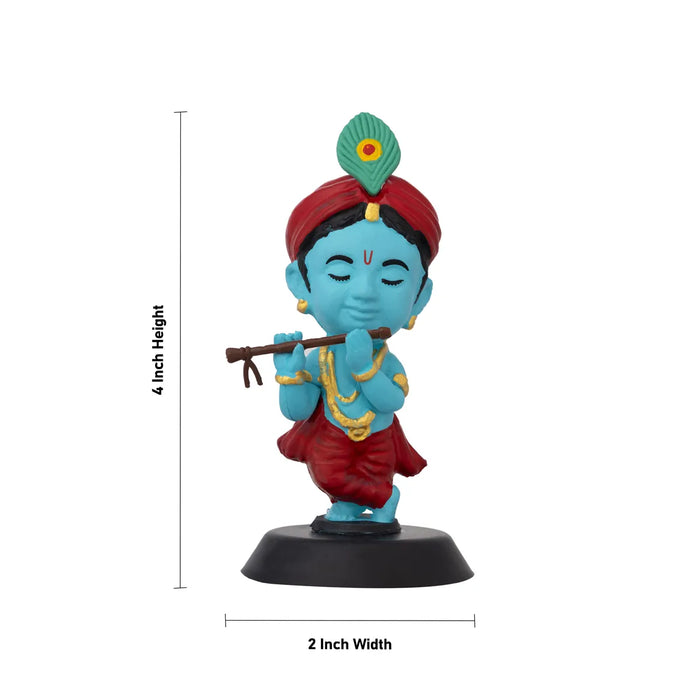 Bhakti Krishna Idol - 4 X 2 Inches | Car Dashboard Decor/ Blue Colour Krishna Murti For Home Decoration