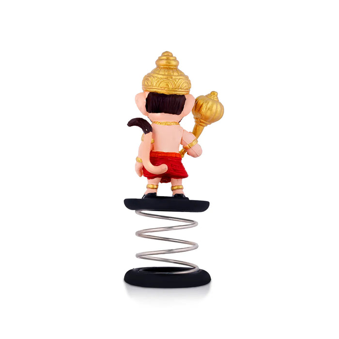Spring Anjaneya Statue Car Dashboard Stand - 5 X 2 Inches | Car Decor/ Skin Colour Hanuman Statue For Gifting