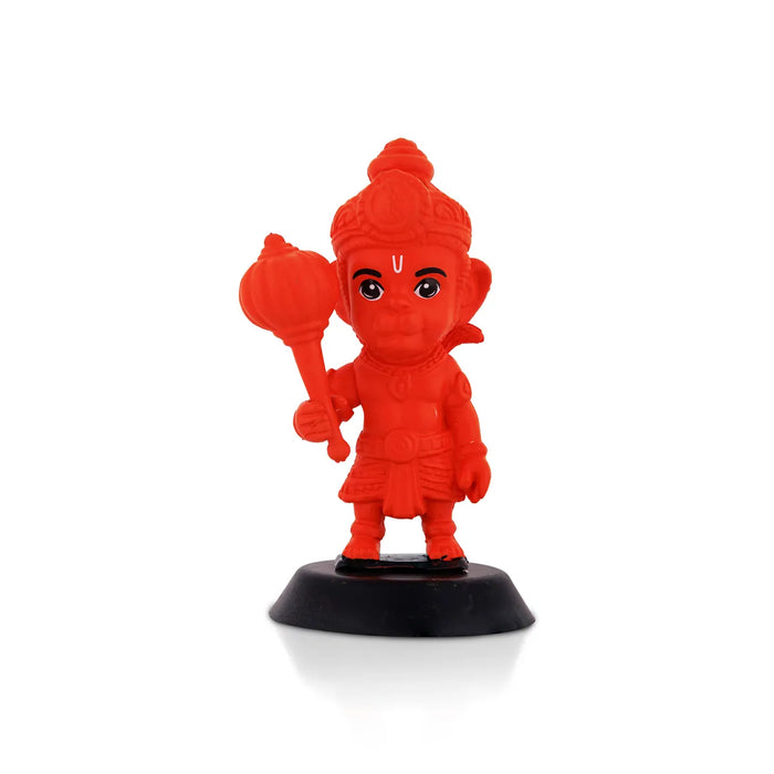 Anjaneya Statue Car Dashboard Stand - 3.75 X 1.5 Inches | Car Decor/ Red Colour Hanuman Idol For Gifting