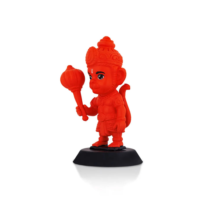 Anjaneya Statue Car Dashboard Stand - 3.75 X 1.5 Inches | Car Decor/ Red Colour Hanuman Idol For Gifting