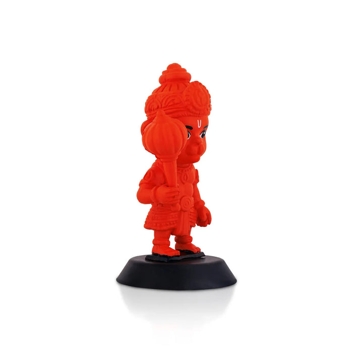 Anjaneya Statue Car Dashboard Stand - 3.75 X 1.5 Inches | Car Decor/ Red Colour Hanuman Idol For Gifting