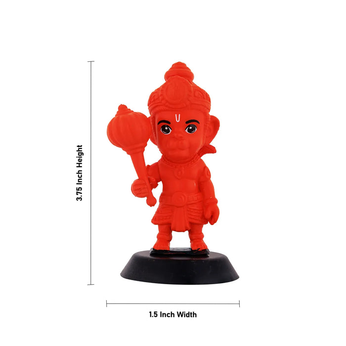 Anjaneya Statue Car Dashboard Stand - 3.75 X 1.5 Inches | Car Decor/ Red Colour Hanuman Idol For Gifting