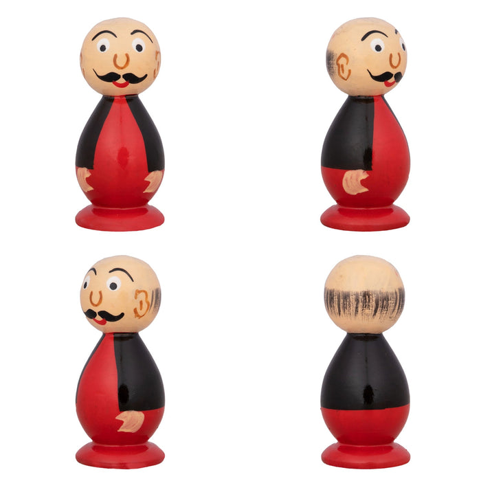 Motu Patlu Set - 3 X 1.5 Inches | 5 Pcs/ Wooden Cartoon Play Toys/ Coloured Wood Sculpture For Kids & Gifting