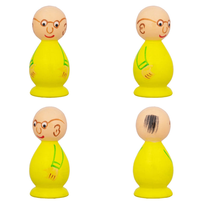 Motu Patlu Set - 3 X 1.5 Inches | 5 Pcs/ Wooden Cartoon Play Toys/ Coloured Wood Sculpture For Kids & Gifting