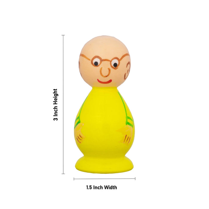 Motu Patlu Set - 3 X 1.5 Inches | 5 Pcs/ Wooden Cartoon Play Toys/ Coloured Wood Sculpture For Kids & Gifting