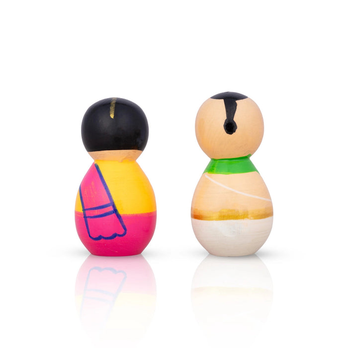 Mama Mami Pair - 3 X 1 Inches | Kolu Bommai/ Kondapalli Toy/ Wood Sculpture For Home Decor And Gifting