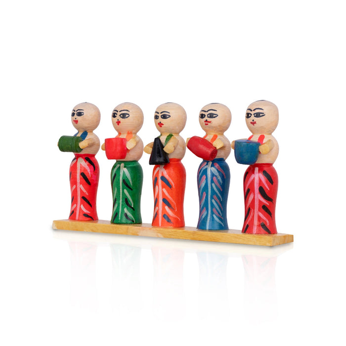 Iyer Musical Band Set- 4.25 X 7.5 Inches | Kondapalli Toy/ Kolu Bommai/ Wood Sculpture For Table Top & Festive