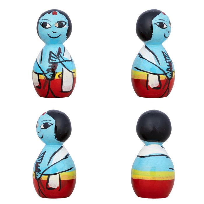 Mama Mami Pair - 2 x 0.75 Inches | Kolu Bommai/ Kondapalli Toy/ Wood Sculpture for Home Decoration