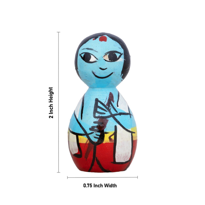 Mama Mami Pair - 2 x 0.75 Inches | Kolu Bommai/ Kondapalli Toy/ Wood Sculpture for Home Decoration