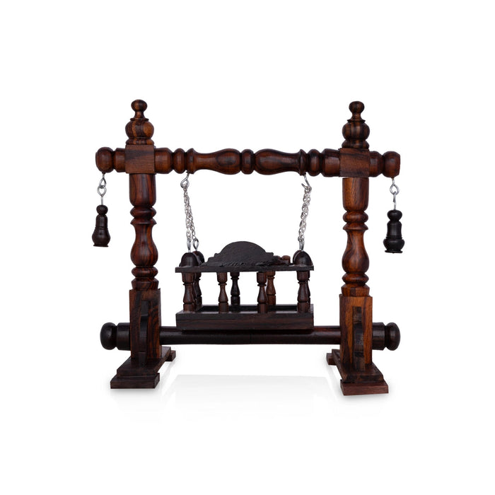 Wooden Jhula - 9.25 x 10 x 6 Inches | Wooden Swing Jhula/ Handcrafted Jhoola for Deity