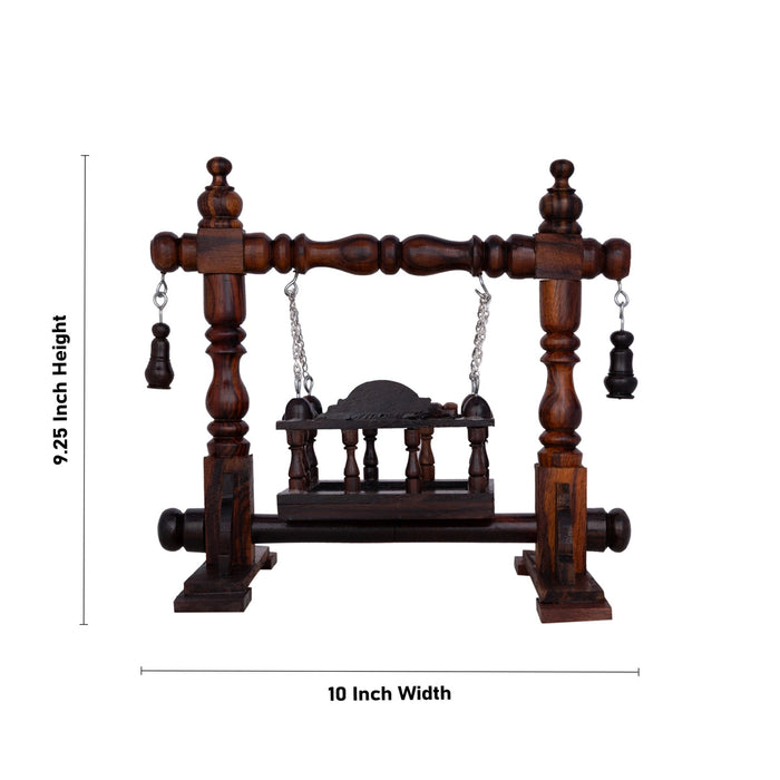 Wooden Jhula - 9.25 x 10 x 6 Inches | Wooden Swing Jhula/ Handcrafted Jhoola for Deity
