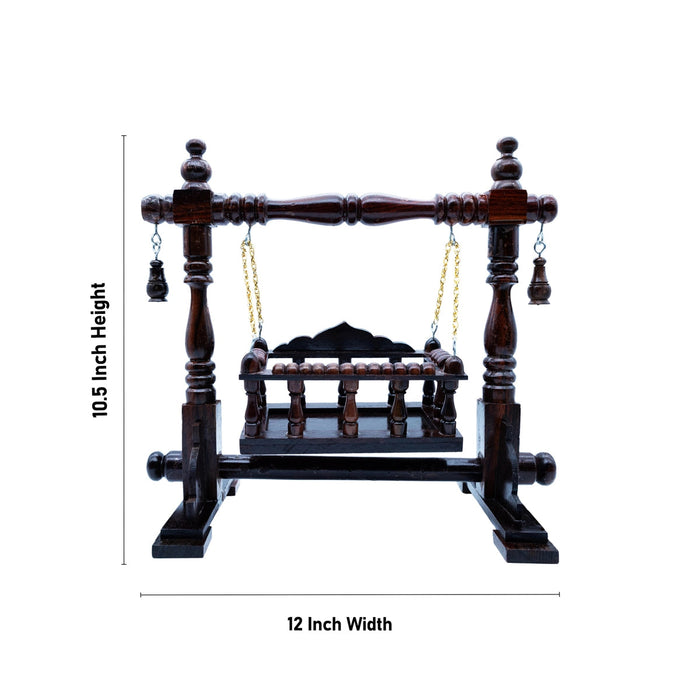Wooden Jhula - 10.5 x 12 x 6.5 Inches | Wooden Swing Jhula/ Handcrafted Jhoola for Deity
