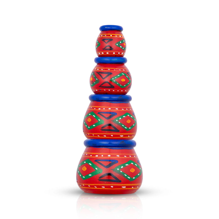 Decorative Pot Set - 7.5 X 2.5 Inches | Wooden Pot/Showpiece/ Decorative Item For Home Decor & Festive Display