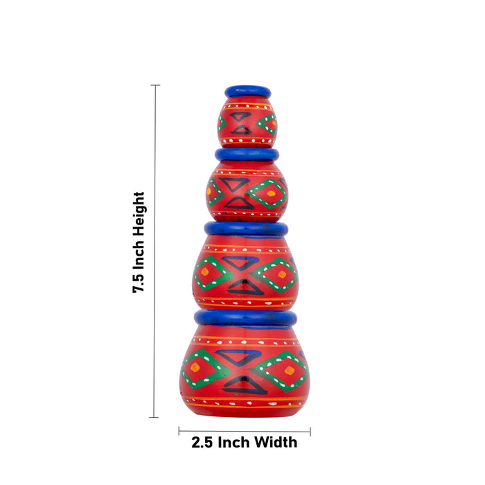 Decorative Pot Set - 7.5 X 2.5 Inches | Wooden Pot/Showpiece/ Decorative Item For Home Decor & Festive Display