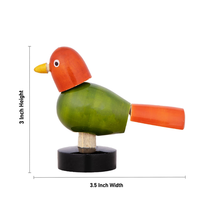 Spring Bird - 2 X 1.5 Inches | Wooden Statue/ Wood Sculpture For Car Dashboard And Table Decor
