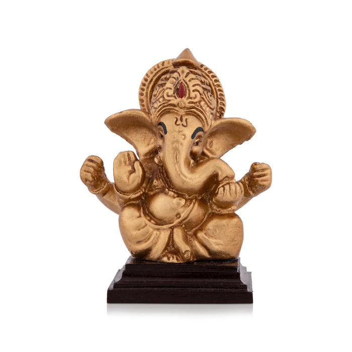 Ganapati Idol - 3 x 2.5 Inches | Resin Statue/ Vinayaka Statue/ Ganesha Statue for Home