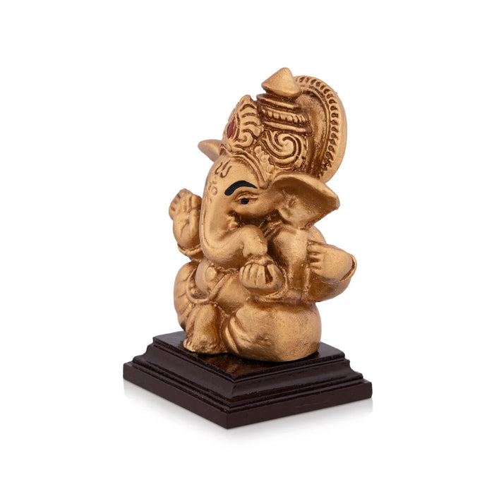 Ganapati Idol - 3 x 2.5 Inches | Resin Statue/ Vinayaka Statue/ Ganesha Statue for Home